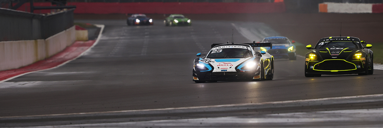 Jann Mardenborough on track at the British GT Silverstone 500 event