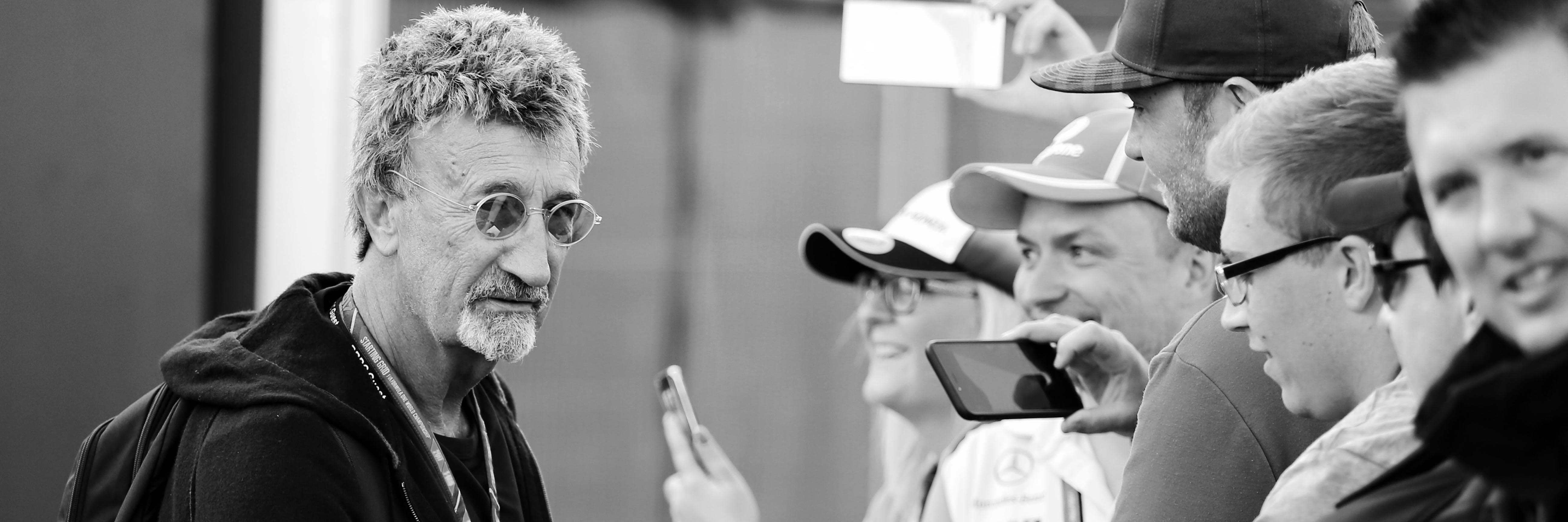 Eddie Jordan with fans at Silverstone