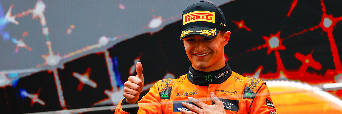 Lando Norris on the podium at the Chinese Grand Prix