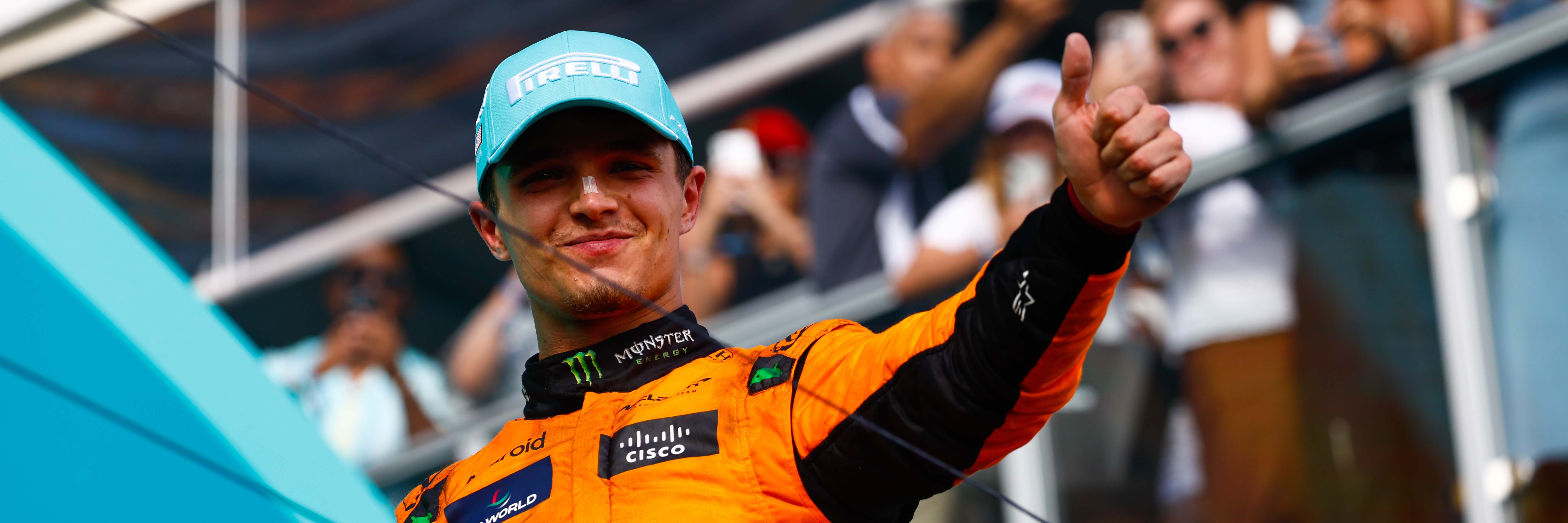 Lando Norris on the Miami Grand Prix podium