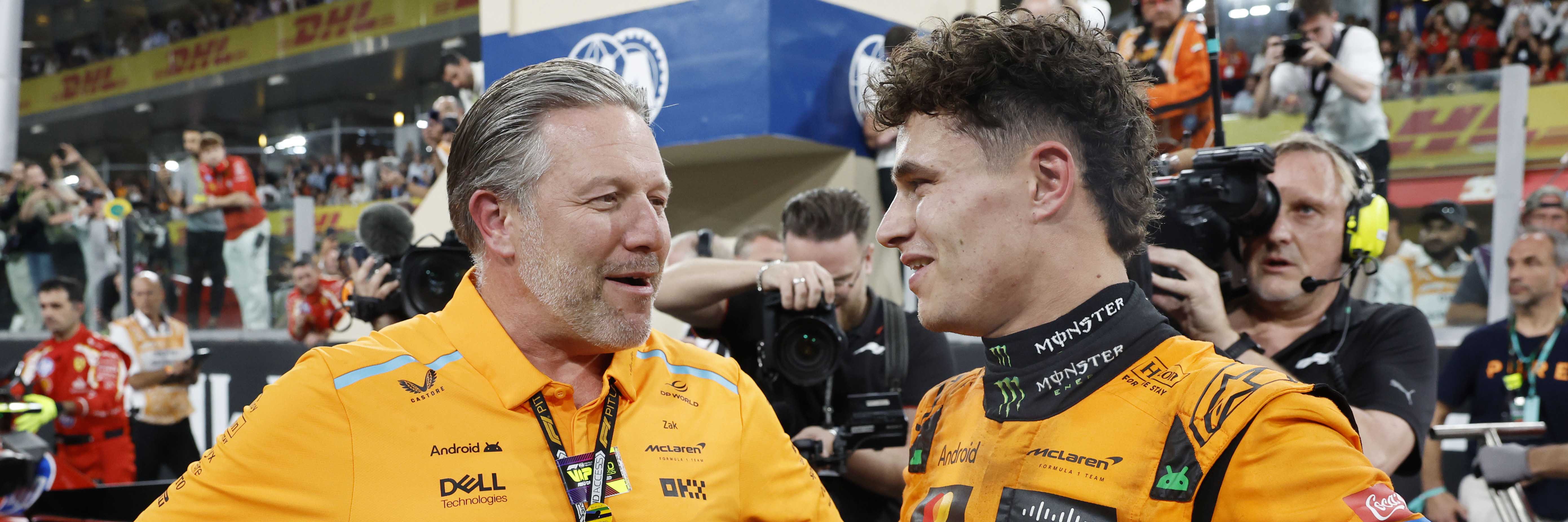 Zak Brown and Lando Norris after the Abu Dhabi Grand Prix