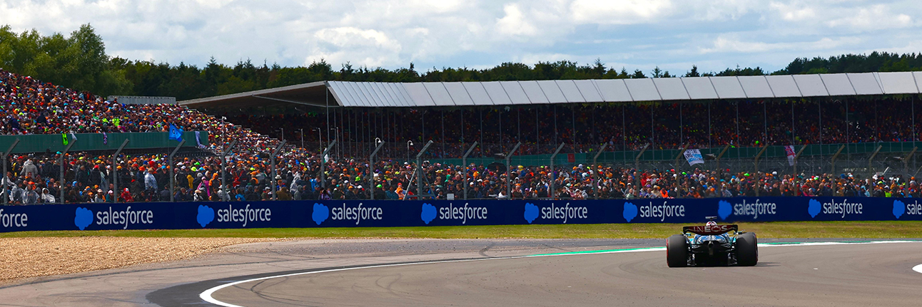 A Mercedes F1 car at Silverstone for the 2024 British Grand Prix