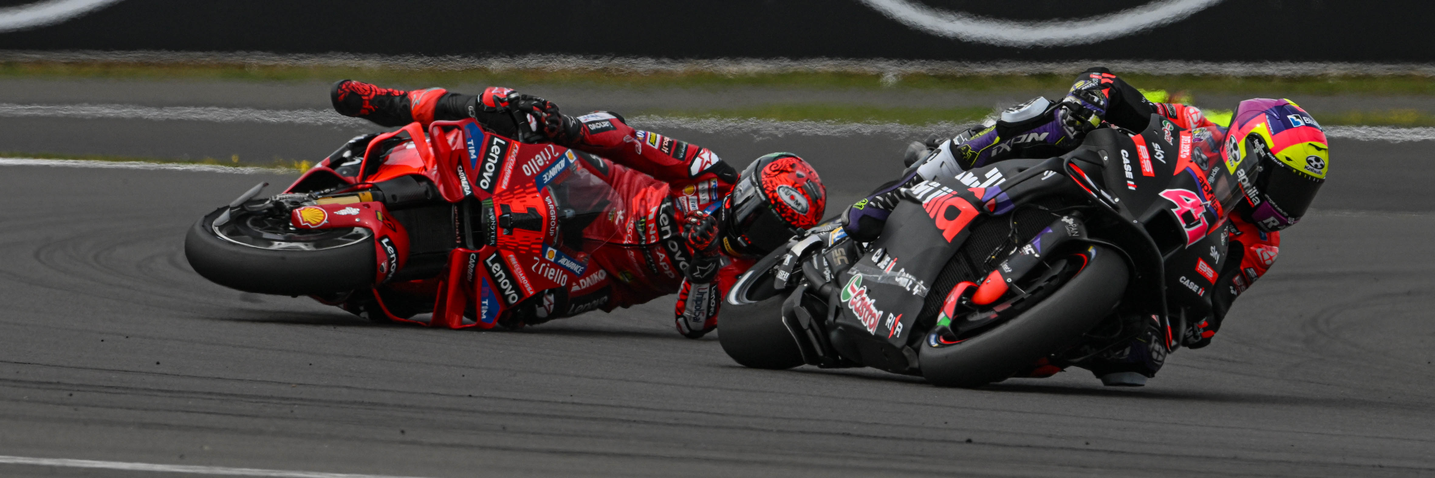 MotoGP rider Francesco Bagnaia tucked the front at Silverstone