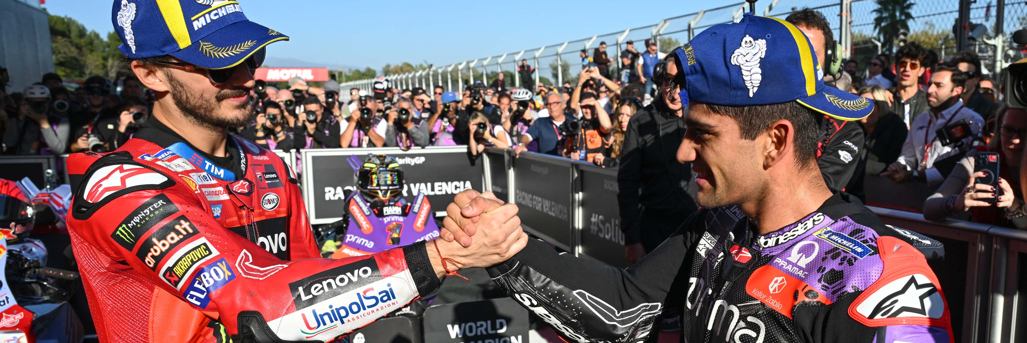 Martin and Bagnaia shake hands after a tough title battle