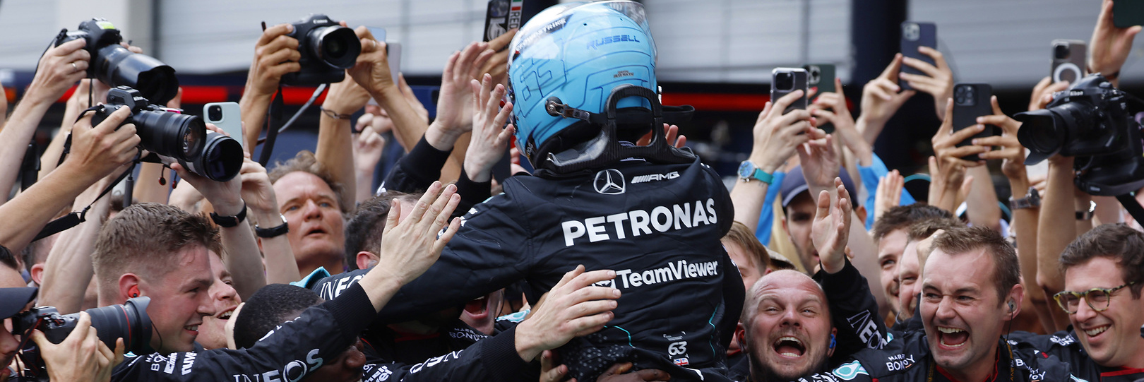 George Russell and the Mercedes F1 team win the Austrian Grand Prix