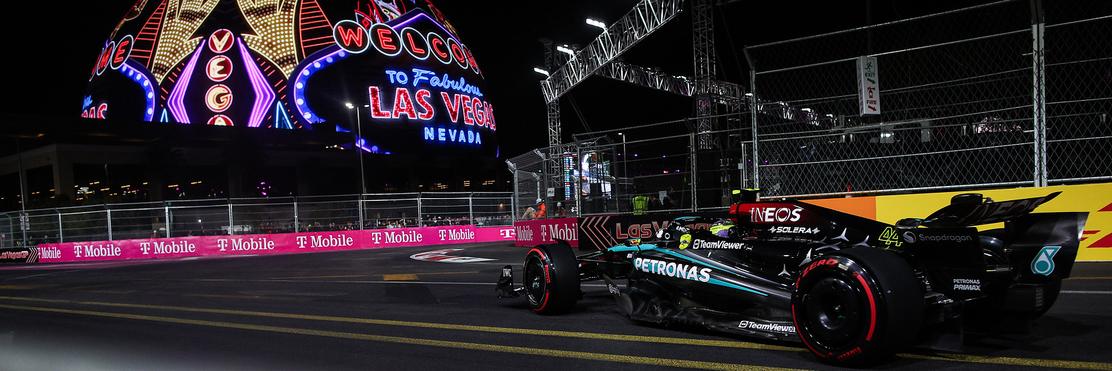 Lewis Hamilton on track at the Las Vegas GP