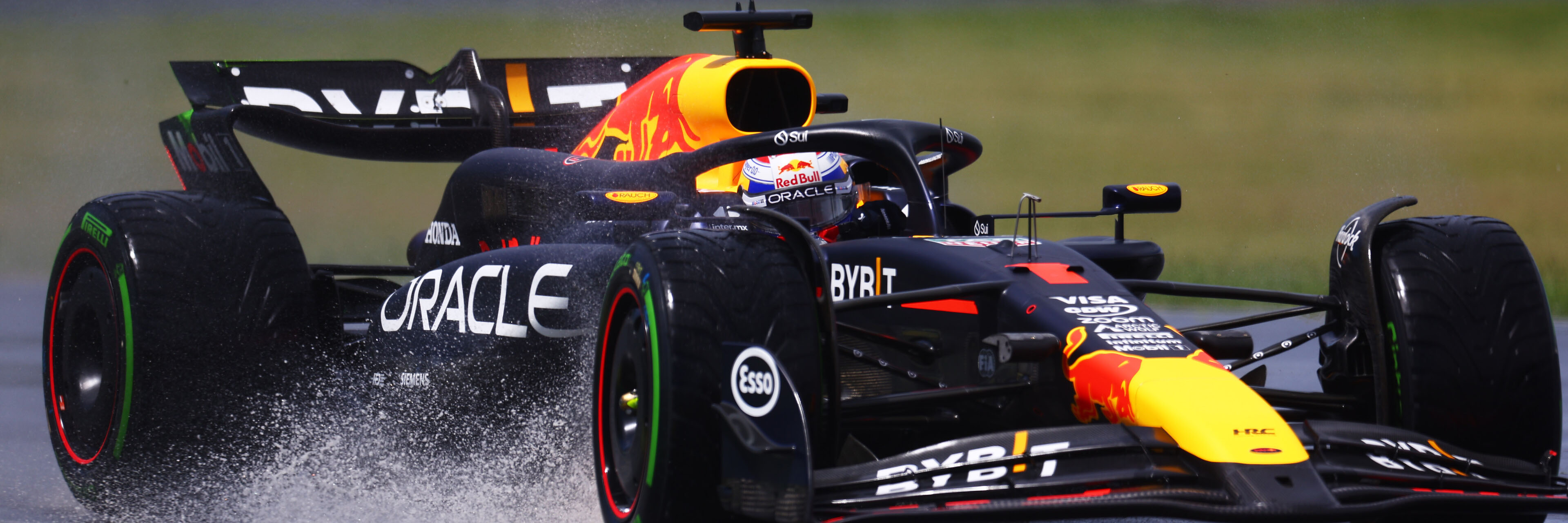 Max Verstappen racing in the wet at Montreal