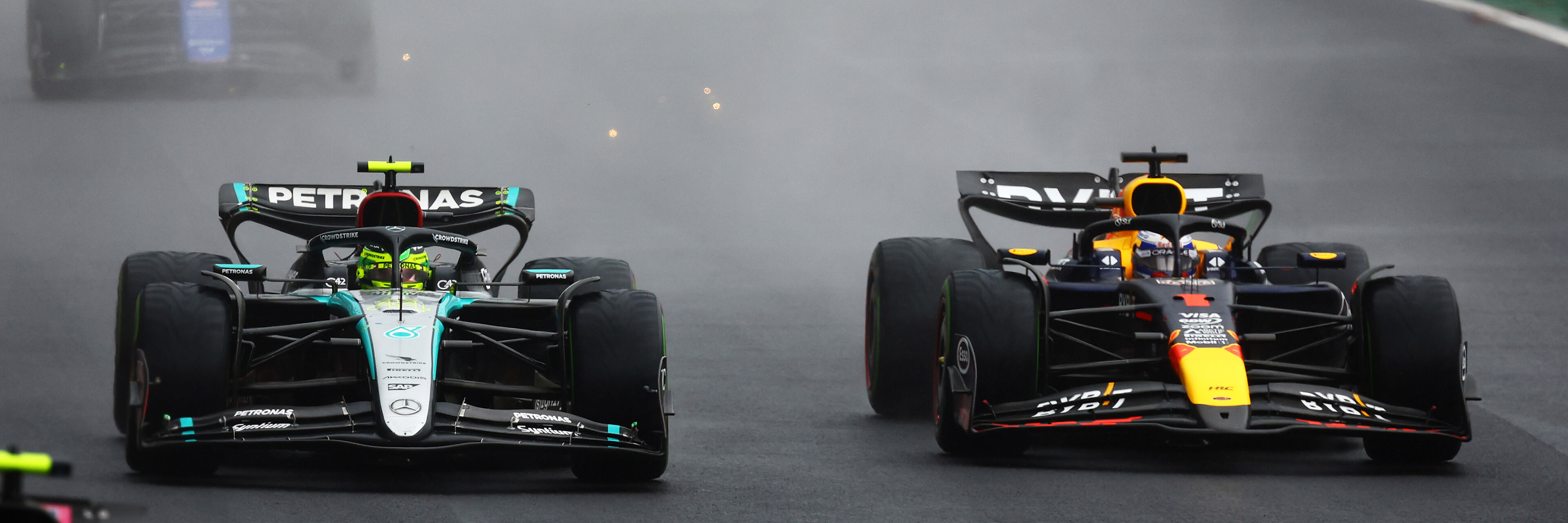 Old rivals Max and Lewis go side by side at the Brazilian Grand Prix