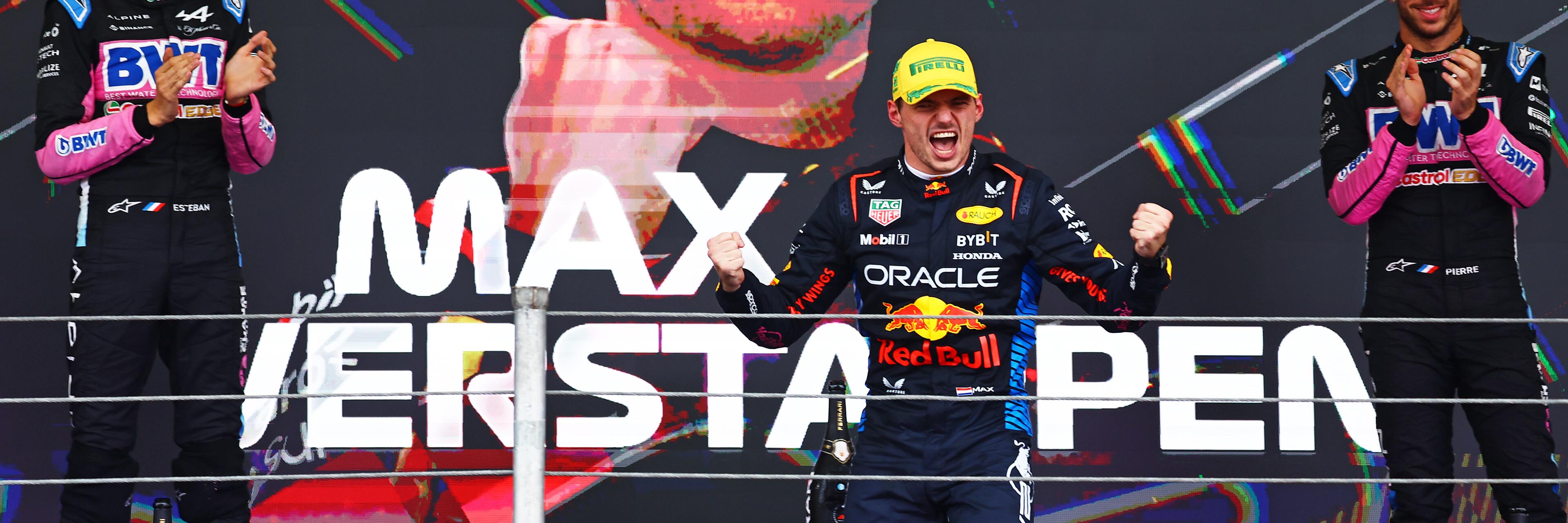 Max Verstappen on the Brazilian Grand Prix podium