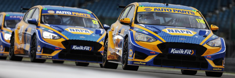 Ash Sutton and his Napa Racing team-mates in the BTCC at Silverstone