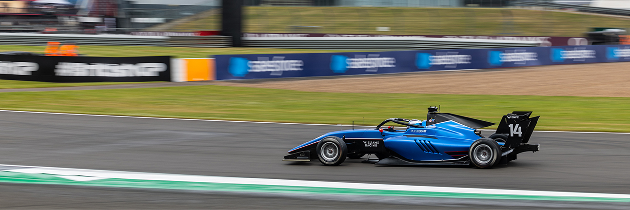 Luke Browning on track in the F3 Sprint Race at Silverstone