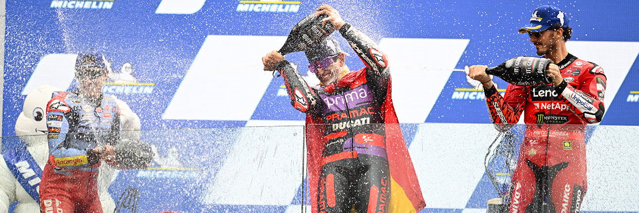 Martin, Marquez and Bagnaia on the podium of the French Grand Prix