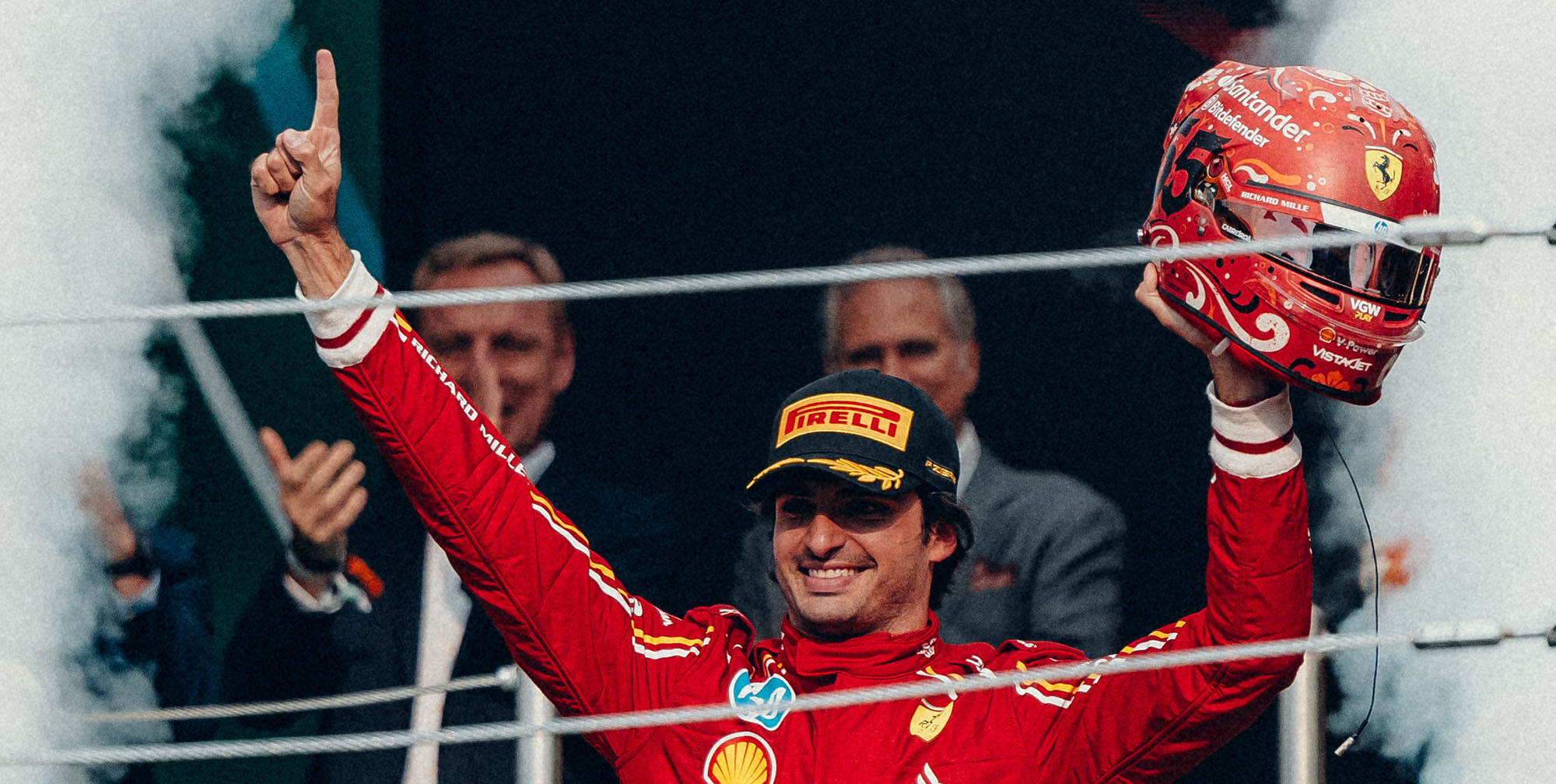 Carlos sainz stands on the podium at the Mexico City GP 