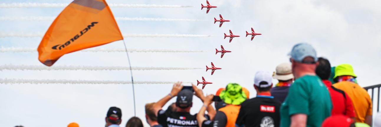 Red arrows fly over Silverstone