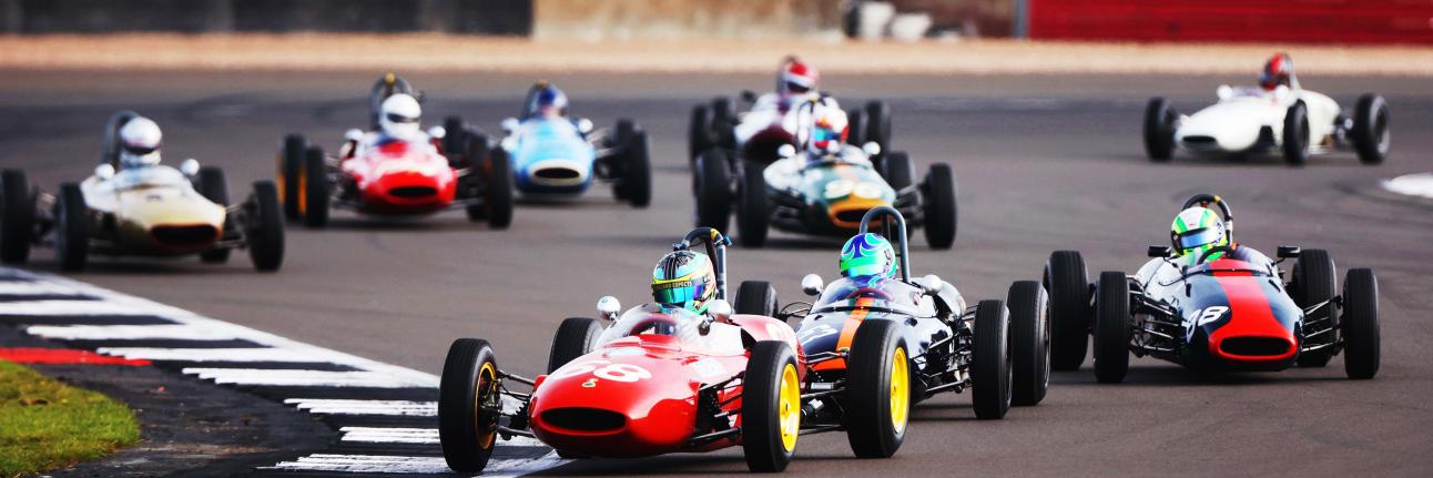 Classic single seater cars on track at Silverstone Festival