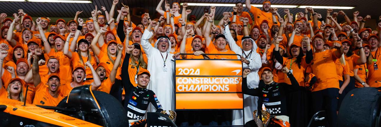 The McLaren F1 team celebrates its first constructors' title in 26 years