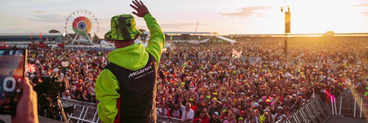 Lando Norris on the Chrome Main Stage after the British Grand Prix