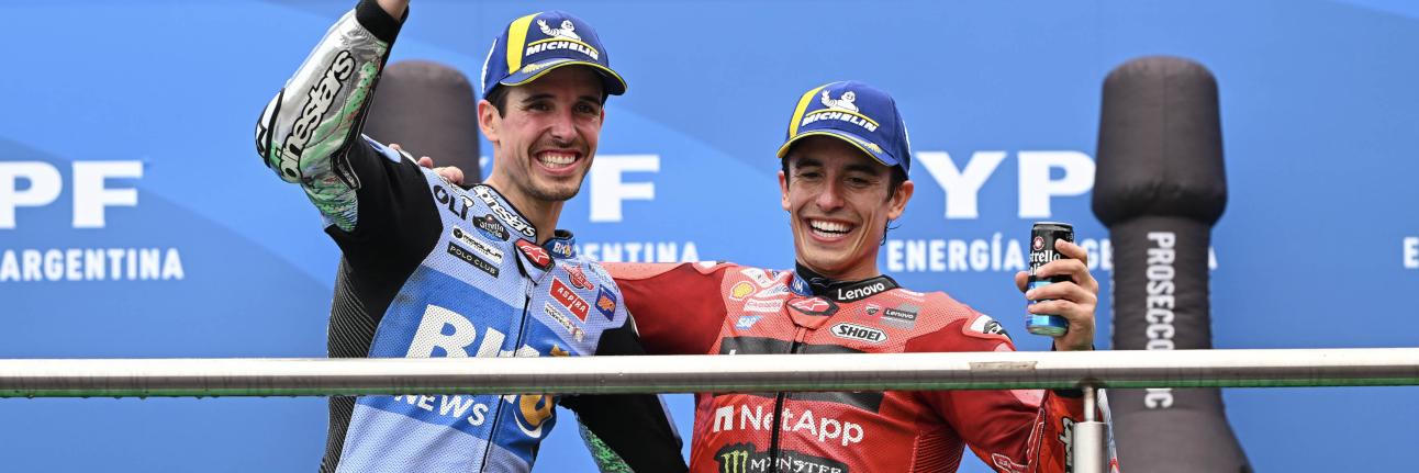 Alex and Marc Marquez on the podium of the Argentina GP