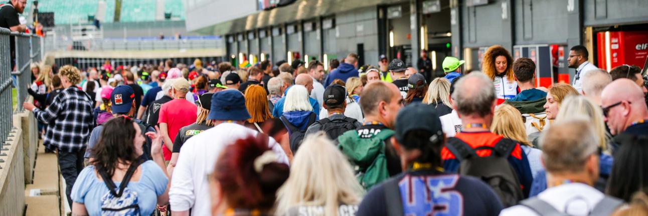 A pit lane walk at the 2023 MotoGP British Grand Prix 