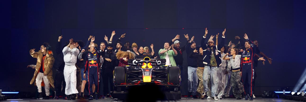 Red Bull revealing its 2025 car at the F1 75 Live launch event