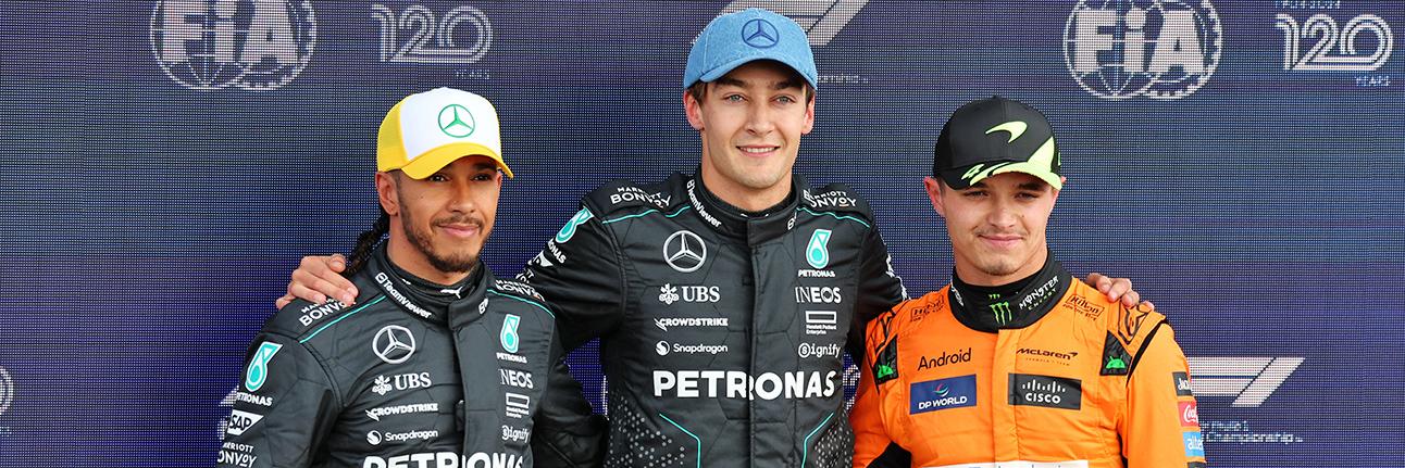 The all-British top three from qualifying for the 2024 British Grand Prix