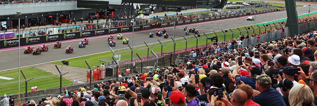 The start of the British Grand Prix MotoGP at Silverstone